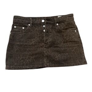 Zara leopard print denim skirt